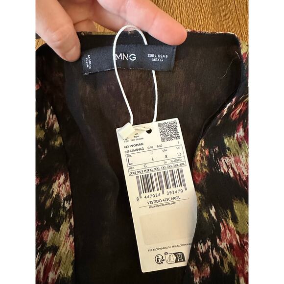 Mango Floral Print Knot Midi Dress Size Large NWT - Picture 2 of 9